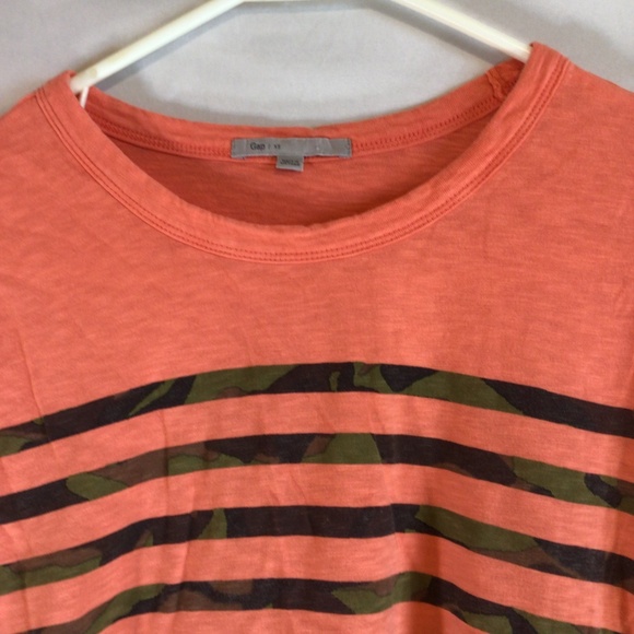 Gap XS Orange Striped Top 3/4 Sleeve Boat Neck Casual Soft Y2K Retro Indie - Picture 3 of 8